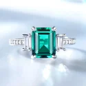 Green Emerald Genuine 925 Sterling Silver Rings for Women Promise Princess Gemstone Ring Wedding Romantic (2)