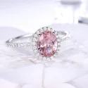 925 Sterling Silver Ring Oval Classic Pink Morganite Rings For Women Engagement Gemstone Wedding Band (2)