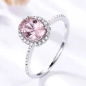 925 Sterling Silver Ring Oval Classic Pink Morganite Rings For Women Engagement Gemstone Wedding Band (1)
