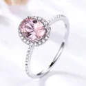 925 Sterling Silver Ring Oval Classic Pink Morganite Rings For Women Engagement Gemstone Wedding Band (7)