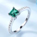 Green Emerald Gemstone Rings for Women Genuine 925 Sterling Silver Fashion May Birthstone Ring Romantic Gift Fine Jewelry