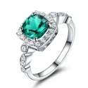 Real S925 Sterling Silver Rings for Women Blue Topaz Ring Gemstone Aquamarine Cushion Romantic Gift (8)