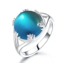 Aurora Borealis Colorful Gemstone Rings Real 925 Sterling Silver Jewelry For Women Romatic Elegant Gift Fine Jewelry