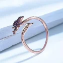 Pure 925 Sterling Silver Rings Created Nano Pink Moganite Butterfly Adjustable Rings For Women Romantic (3)