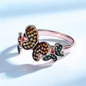Silver Colorful Cute Butterfly Rings Solid 925 Sterling Silver Rings For Girls Romatic Gift Fine Jewelry