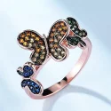 Silver Colorful Cute Butterfly Rings Solid 925 Sterling Silver Rings For Girls Romatic Gift Fine (1)