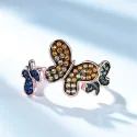 Silver Colorful Cute Butterfly Rings Solid 925 Sterling Silver Rings For Girls Romatic Gift Fine (3)