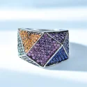 Rainbow Color Rings Genuine 925 Sterling Silver Cocktail Ring For Women Engagement Gift Gemstones Jewelry (3)