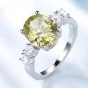 Romantic Real 100 925 Sterling Silver Rings Oval Apple Green Bridal Wedding Ring For Female (1)