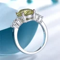 Romantic Real 100 925 Sterling Silver Rings Oval Apple Green Bridal Wedding Ring For Female (3)