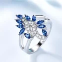 925 Sterling Silver Created Nano Sapphire Rings Flower Colorful Gemstone Rings For Female Anniversary Gifts Fine Jewelry