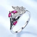 Solid 925 Sterling Silver Rings For Women Natural Black Spinel Ruby Gemstone Fashion Unique Butterfly (1)
