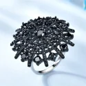 Genuine 925 Sterling Silver Rings Natural Gemstone Black Spinel Rings Party Hyperbole Gifts For Women (1)