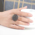 Genuine 925 Sterling Silver Rings Natural Gemstone Black Spinel Rings Party Hyperbole Gifts For Women (4)