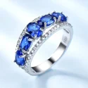 Genuine Solid 925 Sterling Silver Ring Blue Sapphire Tanzanite Topaz Engagement Rings For Women Fine (6)