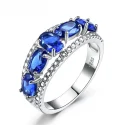 Genuine Solid 925 Sterling Silver Ring Blue Sapphire Tanzanite Topaz Engagement Rings For Women Fine (1)