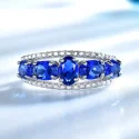 Genuine Solid 925 Sterling Silver Ring Blue Sapphire Tanzanite Topaz Engagement Rings For Women Fine (2)