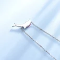 925 Sterling Silver Chain Silver Pink Color Slitter Dolphins Necklace For Women Girlfriend Gift Fine (5)