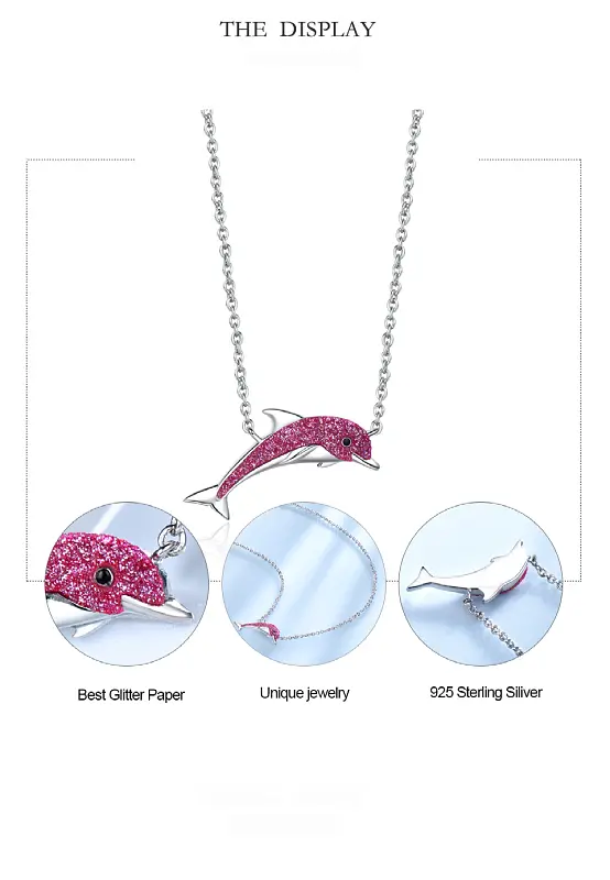 925-Sterling-Silver-Chain-Silver-Pink-Color-Slitter-Dolphins-Necklace-For-Women-Girlfriend-Gift-Fine (21)