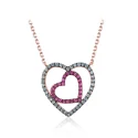 Double Heart Chain Necklace Solid 925 Sterling Silver Necklaces For Women Anniversary Valentine's Day Present Fine Jewelry