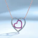 Double Heart Chain Necklace Solid 925 Sterling Silver Necklaces For Women Anniversary Valentine s Day (1)