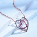 Double Heart Chain Necklace Solid 925 Sterling Silver Necklaces For Women Anniversary Valentine s Day (4)