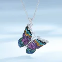 925 Sterling Silver Pendant Necklaces Luxy Colorful Butterfly Statement Vintage Jewelry For Women With Chain