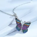 925 Sterling Silver Pendant Necklaces Luxy Colorful Butterfly Statement Vintage Jewelry For Women With Chain (3)