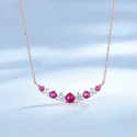 Rose Gold Color Chain Created Nano Ruby Necklace Pure 925 Sterling Silver Chain For Womn Birthday Day Gift Fine Jewelry