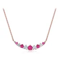 Rose Gold Color Chain Created Nano Ruby Necklace Pure 925 Sterling Silver Chain For Womn (7)