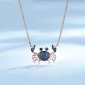 925 Silver Colorful Crab Chain Necklace Real 925 Sterling Silver Necklaces For Women Party Gift Summer Vacation Jewelry