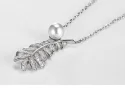 Feather Real 925 Sterling Silver Necklace Zircon Pearl Chain Necklaces For Women Romantic Wedding Gift (8)