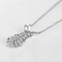 Feather Real 925 Sterling Silver Necklace Zircon Pearl Chain Necklaces For Women Romantic Wedding Gift (2)