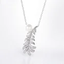 Feather Real 925 Sterling Silver Necklace Zircon Pearl Chain Necklaces For Women Romantic Wedding Gift (1)
