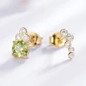 Real Natural Peridot 925 Sterling Silver Stud Earrings For Women Ladys Party Jewelry Asymmetrical Earrings Christmas Gift