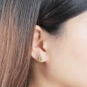 Real Natural Peridot 925 Sterling Silver Stud Earrings For Women Ladys Party Jewelry Asymmetrical Earrings (4)