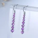 Natural Amethyst Purple Gemstone Earrings For Women 925 Sterling Silver Drop Earrings Round Brand Fine (5)