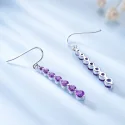 Natural Amethyst Purple Gemstone Earrings For Women 925 Sterling Silver Drop Earrings Round Brand Fine (3)