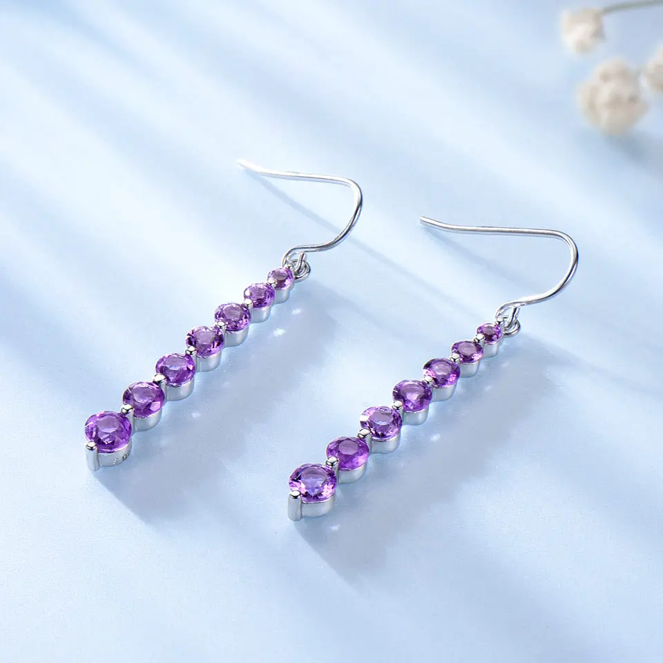 Natural-Amethyst-Purple-Gemstone-Earrings-For-Women-925-Sterling-Silver-Drop-Earrings-Round-Brand-Fine (10)