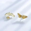 Gold Dragonfly Sequins Stud Earrings Real 925 Sterling Silver Jewelry Romantic Earrings For Women Cute (3)