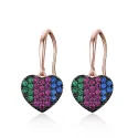 925 Sterling Silver Earrings Colorful Gemstone Heart Drop Earrings For Girls Women Valentine's Day Gift Fine Jewelry