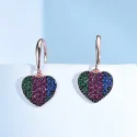 925 Sterling Silver Earrings Colorful Gemstone Heart Drop Earrings For Girls Women Valentine s Day (2)