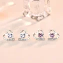 925 Sterling Silver Jewelry Created Heart Purple Clear CZ Stud Earrings For Lover Anniversary Romantic Gifts Fine Jewelry
