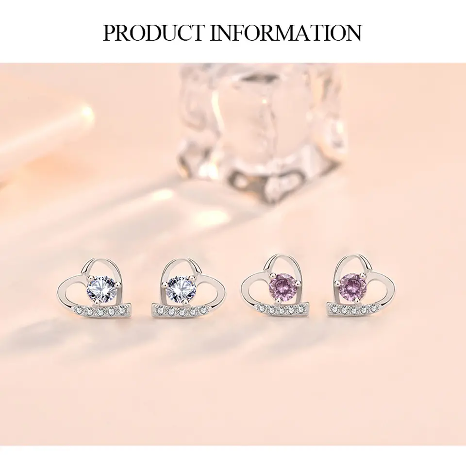 925-Sterling-Silver-Jewelry-Created-Heart-Purple-Clear-CZ-Stud-Earrings-For-Lover-Anniversary-Romantic (9)