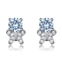 Cute 925 Sterling Silver Bear Created Sky Blue Stone Stud Earrings Fine Jewelry For Girl (1)
