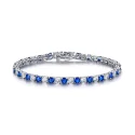 Luxury Created Nano Blue Sapphire Bracelet For Women 925 Sterling Silver Jewelry Romantic Classic Wedding Fine Jewel