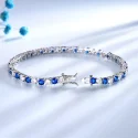 Luxury Created Nano Blue Sapphire Bracelet For Women 925 Sterling Silver Jewelry Romantic Classic Wedding (4)