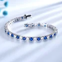 Luxury Created Nano Blue Sapphire Bracelet For Women 925 Sterling Silver Jewelry Romantic Classic Wedding (3)