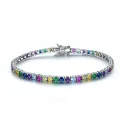 Rich Color Created Nano Rainbow Gemstone Bracelet For Women 925 Sterling Silver Jewelry Romantic Wedding (4)