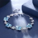 Real 925 Silver Flower Butterfly Crystal Bracelets Romantic Fine Jewelry For Women Festival Party Wedding (2)